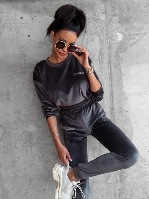 Komplet damski welurowy Oroton Ola Voga szary