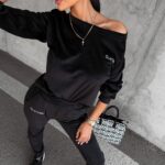 Komplet damski welurowy Oroton Ola Voga czarny