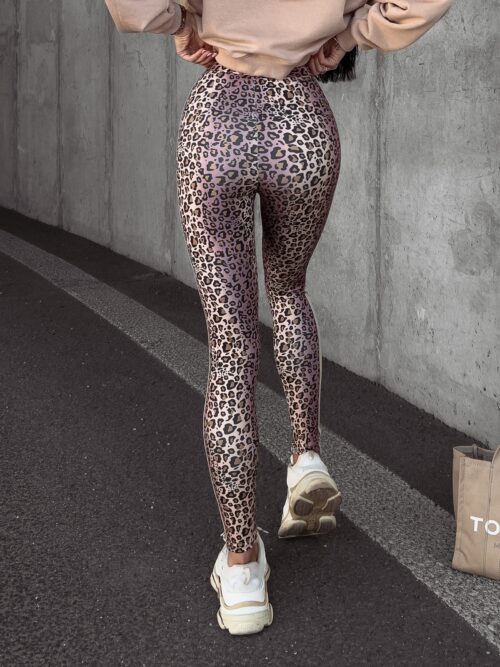 Legginsy bawełniane z lampasem Aliana Ola Voga panterka