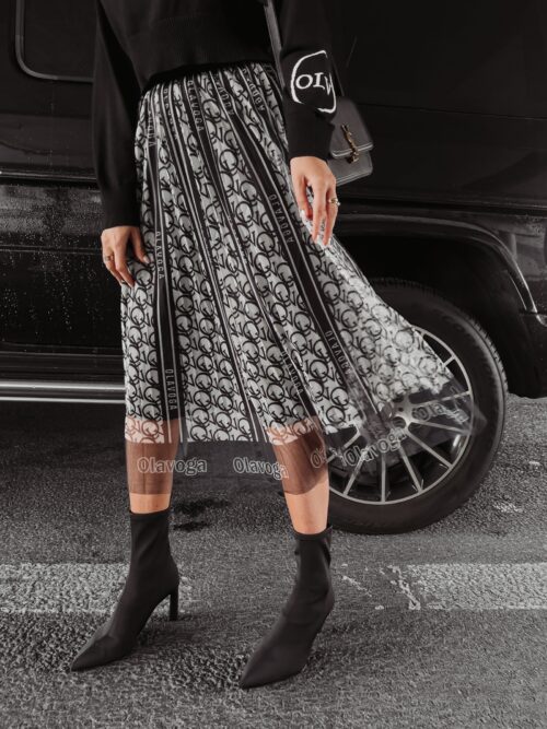 Spódnica tiulowa plisowana Serafina Ola Voga czarno-biała