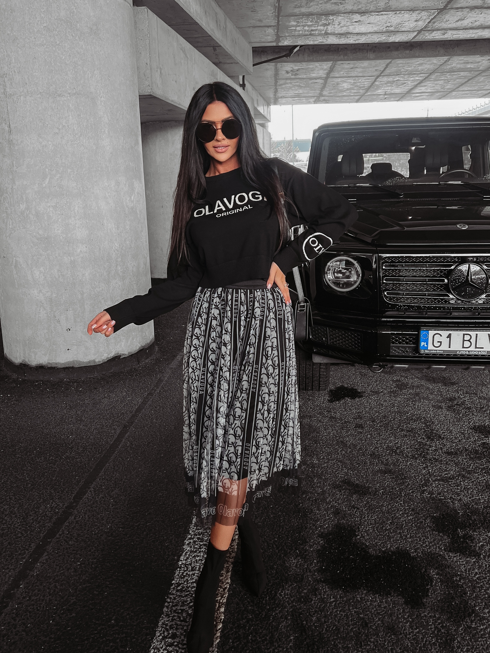 Spódnica tiulowa plisowana Serafina Ola Voga czarno-biała Spódnica tiulowa plisowana Serafina Ola Voga czarno-biała