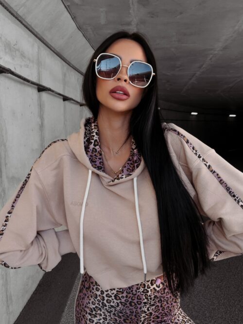 Bluza bawełniana z kapturem Julie Ola Voga beżowa