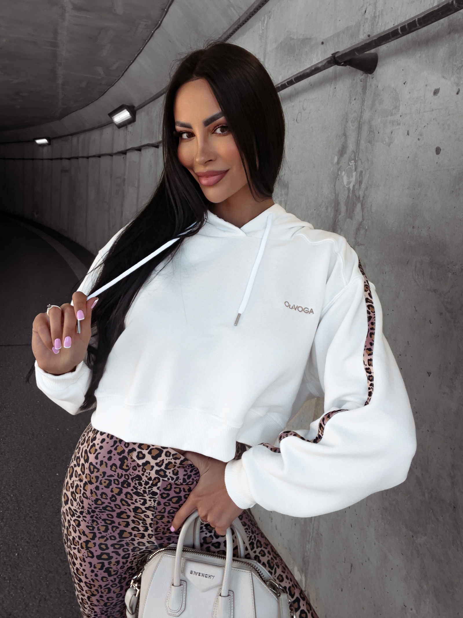 Bluza bawełniana z kapturem Julie Ola Voga ecru