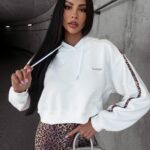 Bluza bawełniana z kapturem Julie Ola Voga ecru