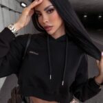 Bluza bawełniana z kapturem Julie Ola Voga czarna