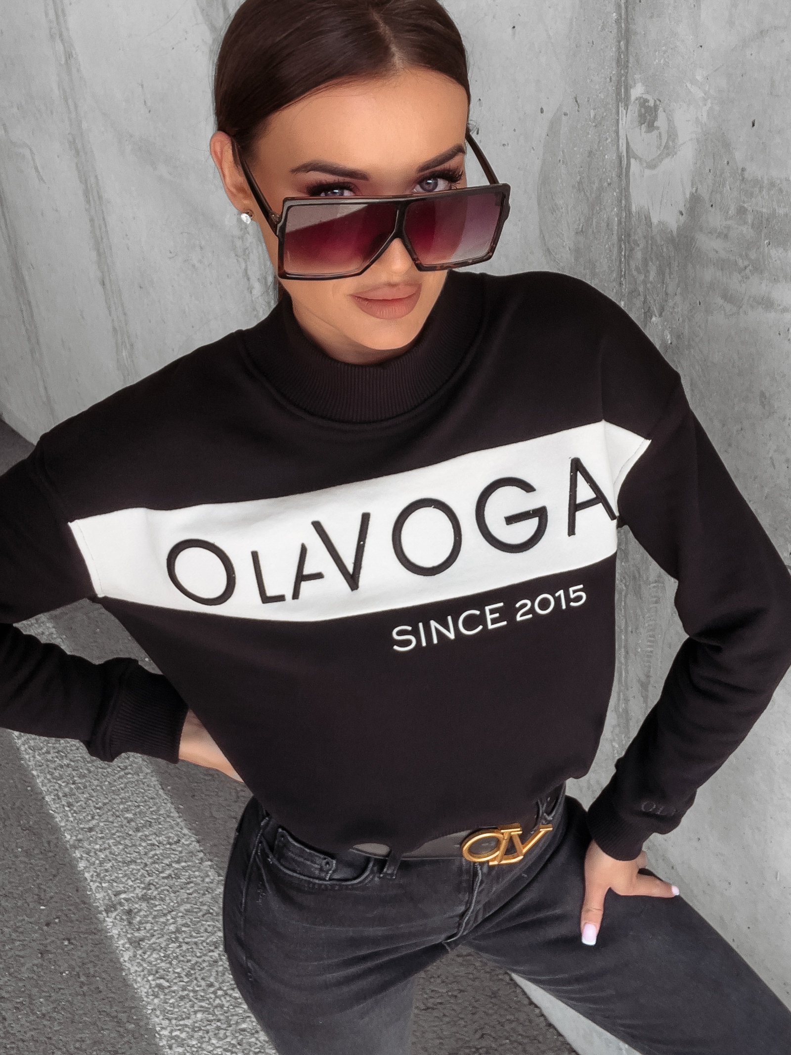 Bluza damska z półgolfem Kailee Ola Voga czarna