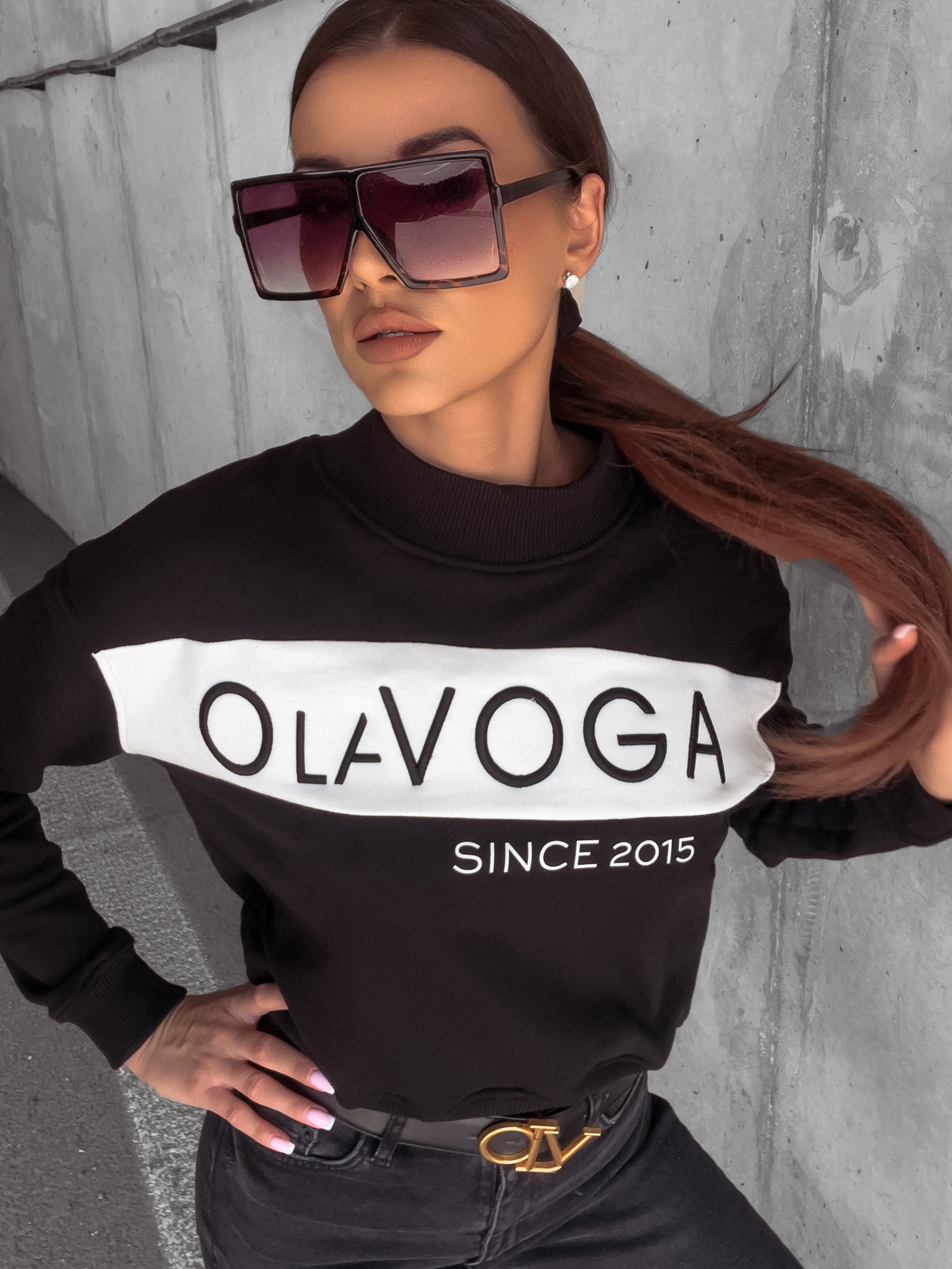 Bluza damska z półgolfem Kailee Ola Voga czarna