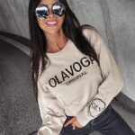 Sweter damski logowany Kasumi Ola Voga beżowy