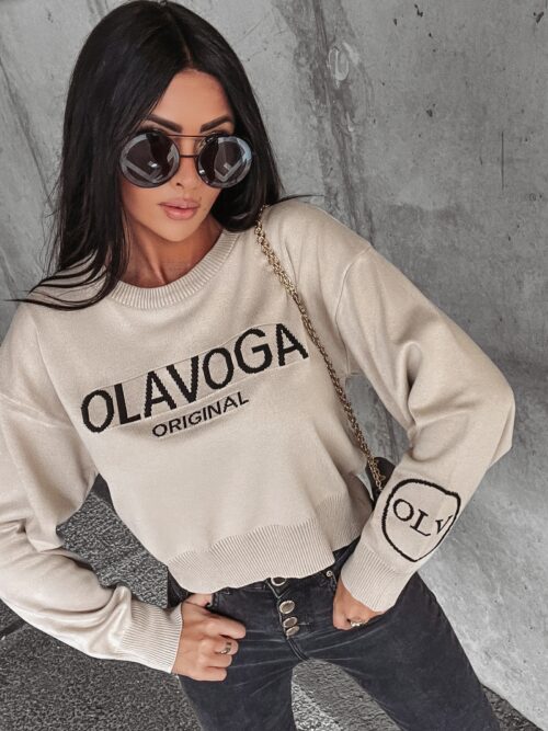 Sweter damski logowany Kasumi Ola Voga beżowy