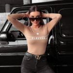 Bluzka dopasowana logowana Lotis Ola Voga karmelowa