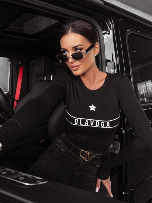 Bluzka dopasowana logowana Lotis Ola Voga czarna