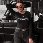 Bluzka dopasowana logowana Lotis Ola Voga czarna