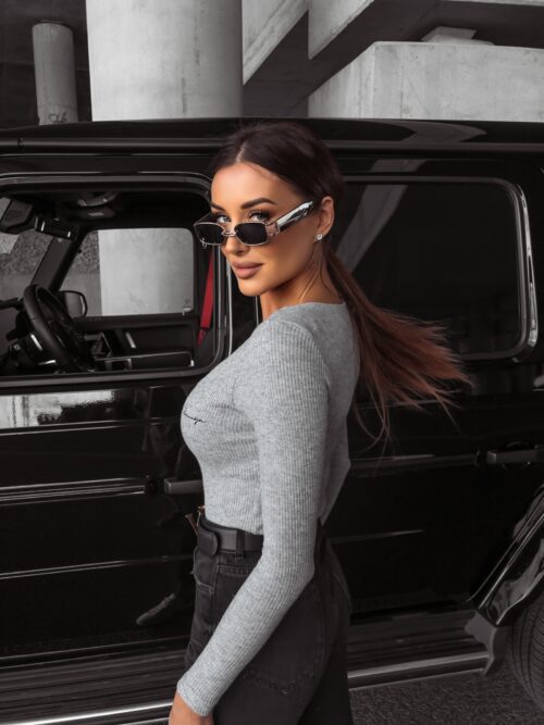 Bluzka prążkowana Madelyn Ola Voga szara