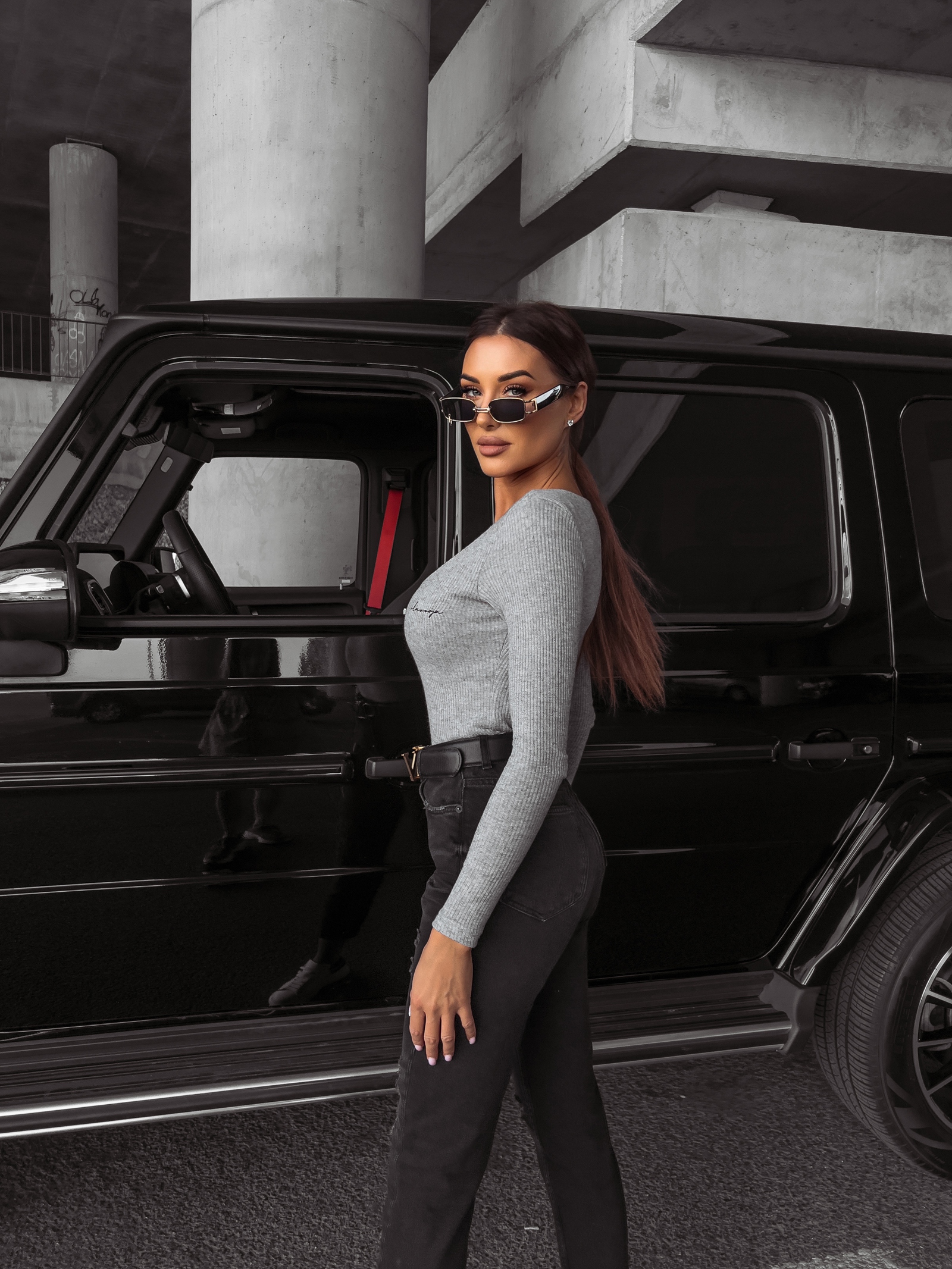 Bluzka prążkowana Madelyn Ola Voga szara