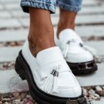 Mokasyny skórzane Rock Opori białe