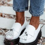 Mokasyny skórzane Rock Opori białe