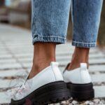 Mokasyny skórzane Rock Opori białe