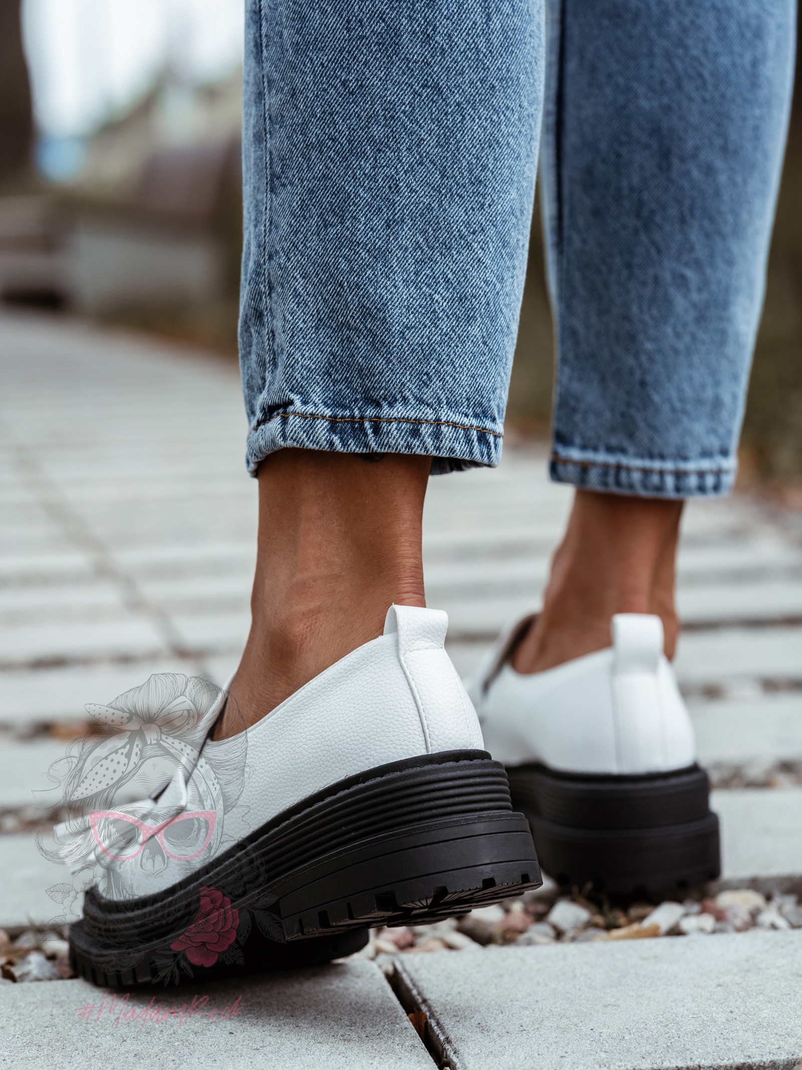 Mokasyny skórzane Rock Opori białe Mokasyny skórzane Rock Opori białe