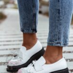 Mokasyny skórzane Rock Opori białe