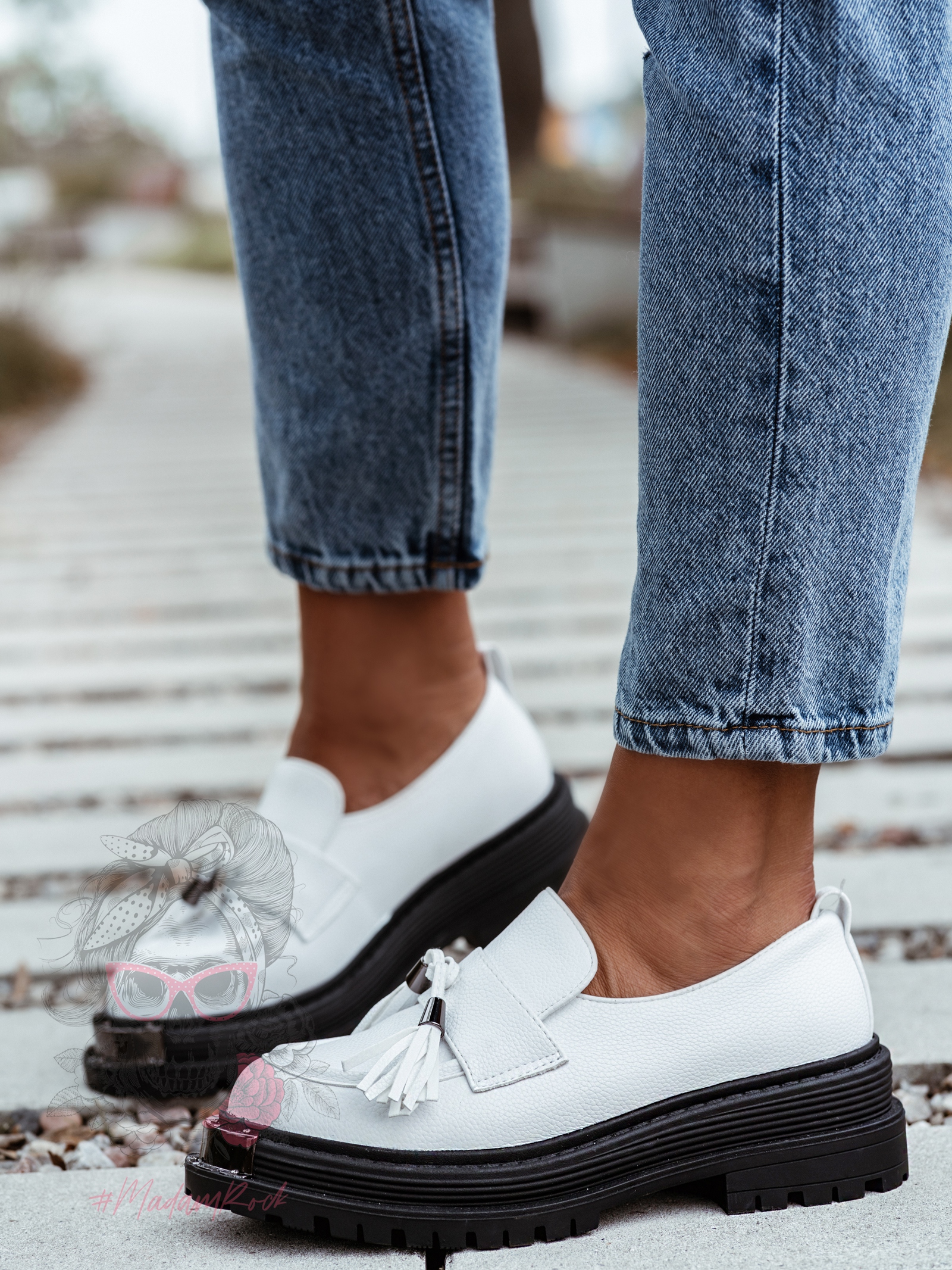 Mokasyny skórzane Rock Opori białe Mokasyny skórzane Rock Opori białe