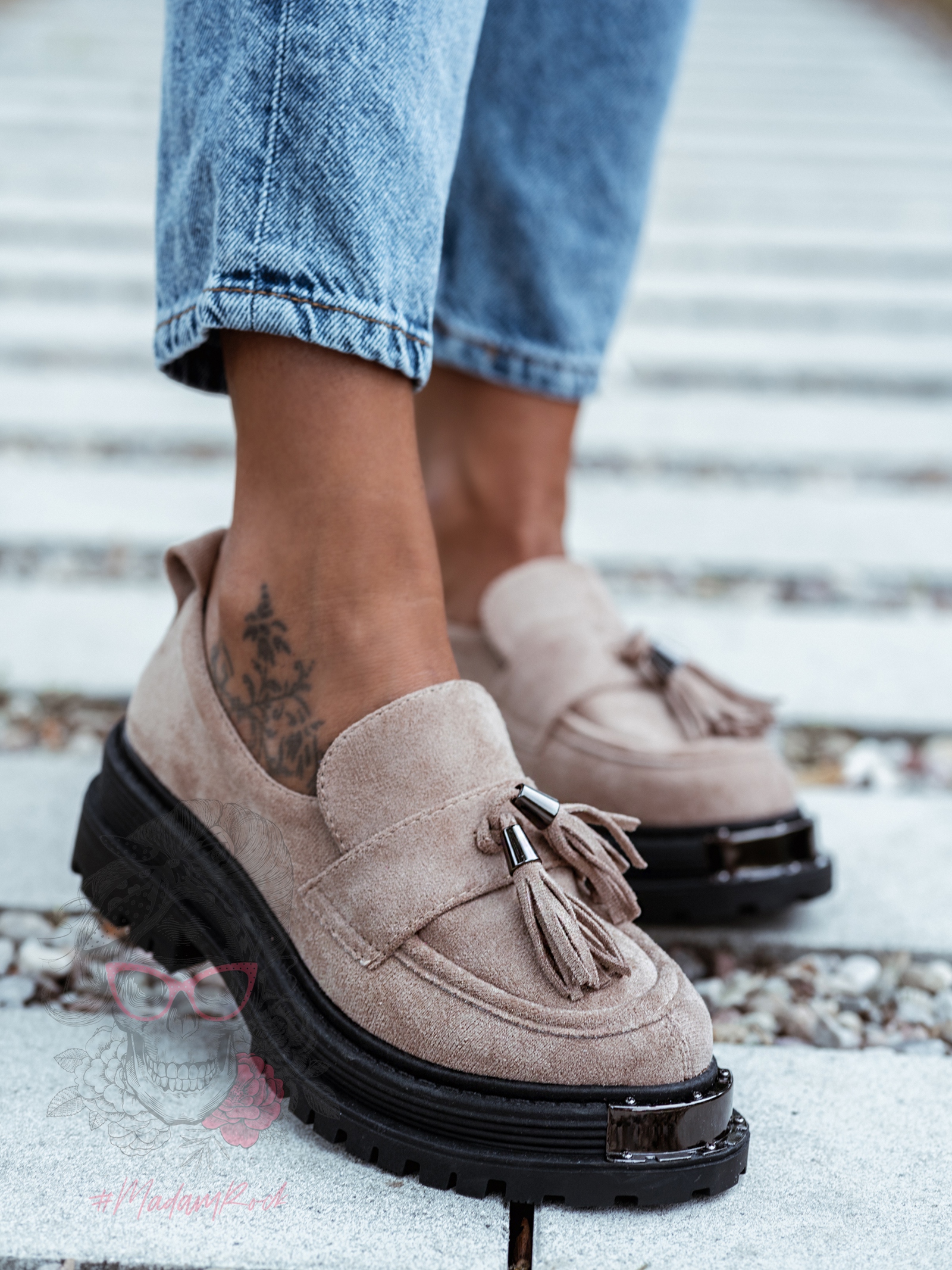 Mokasyny zamszowe Rock Opori cappucino