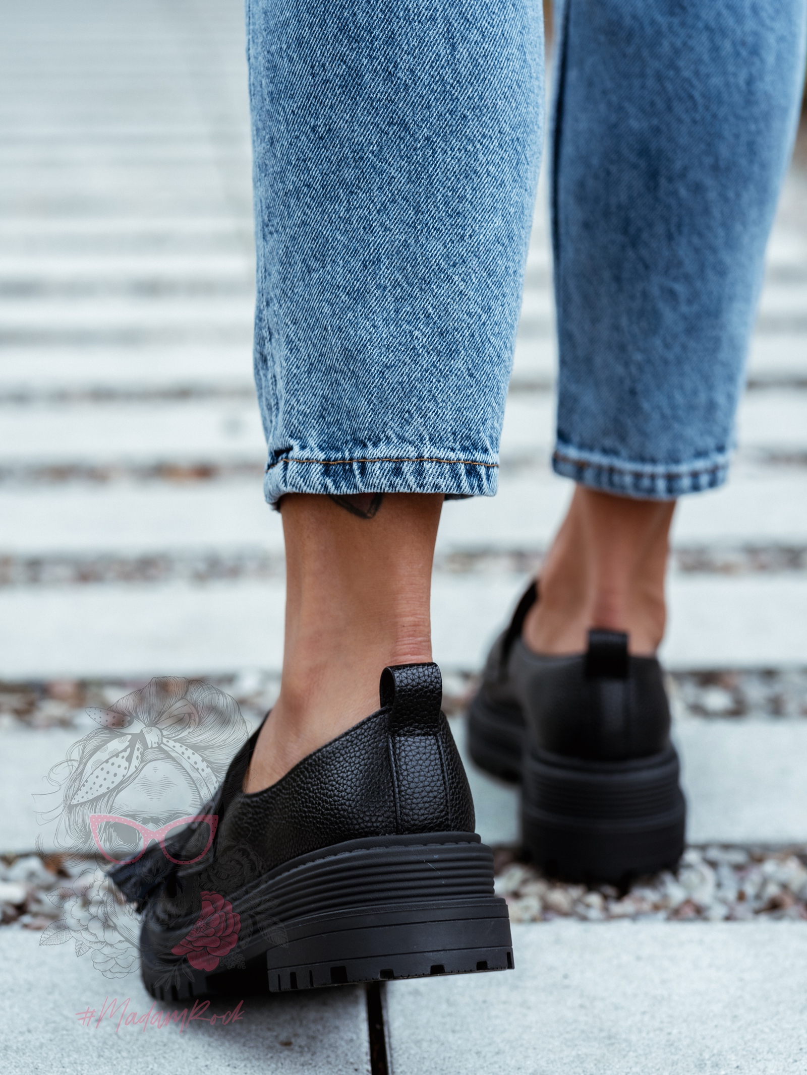 Mokasyny skórzane Rock Opori czarne