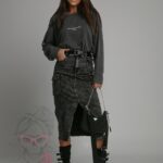 Spódnica jeansowa z kieszeniami Reti szara