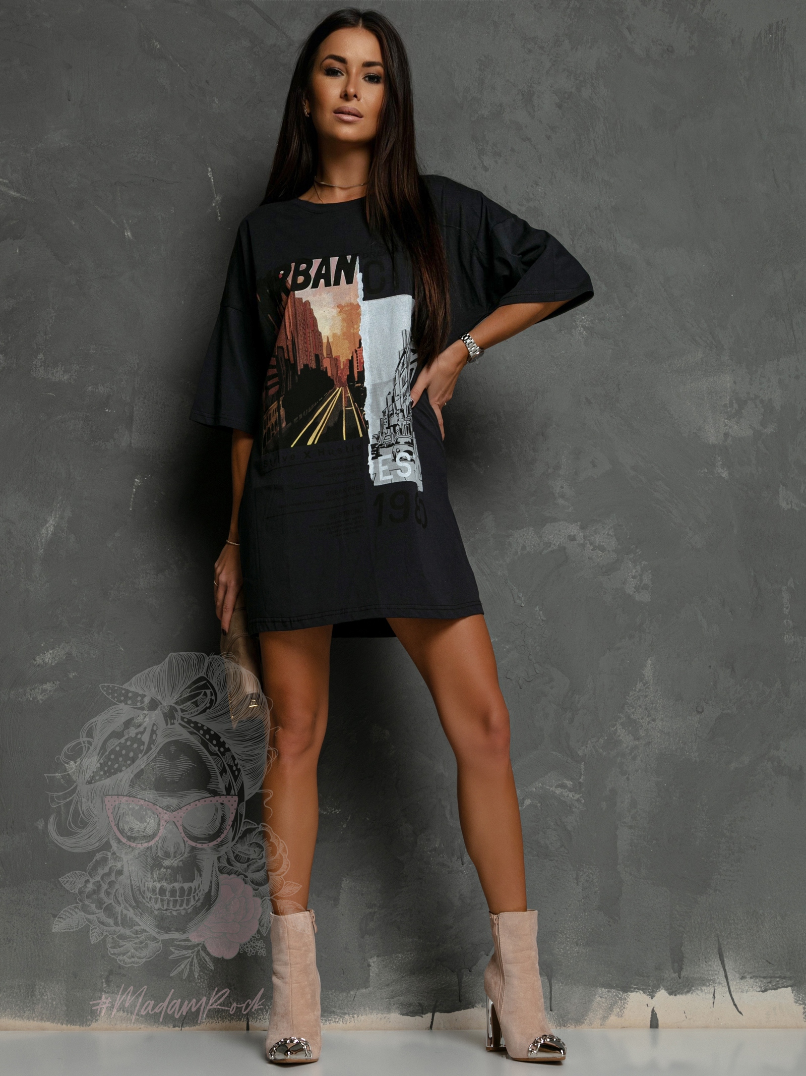 T-shirt oversize Urban City czarny T-shirt oversize Urban City czarny