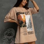T-shirt oversize Urban City beżowy