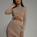 Komplet prążkowany Divinne beżowy