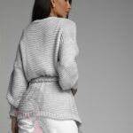 Kardigan z warkoczem Braid szary