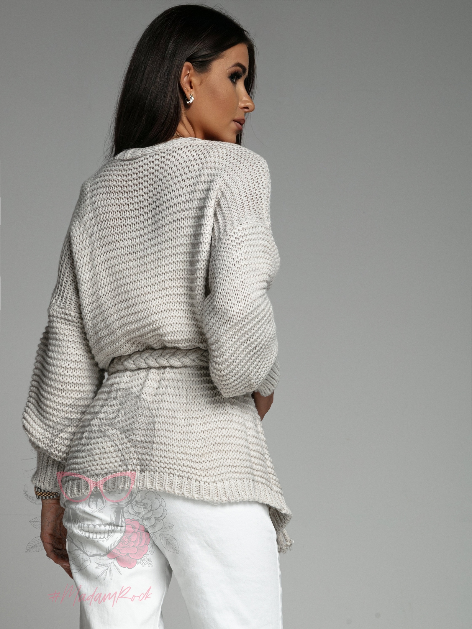 Kardigan z warkoczem Braid beżowy Kardigan z warkoczem Braid beżowy