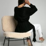 Kardigan z warkoczem Braid czarny