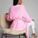 Kardigan z warkoczem Braid cukierkowy róż