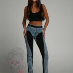 Spodnie jeansowe Valof niebiesko-czarne