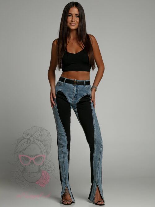 Spodnie jeansowe Valof niebiesko-czarne