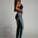 Spodnie jeansowe Valof niebiesko-czarne