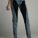 Spodnie jeansowe Valof niebiesko-czarne