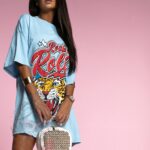 T-shirt dekatyzowany Rock&Roll błękitny