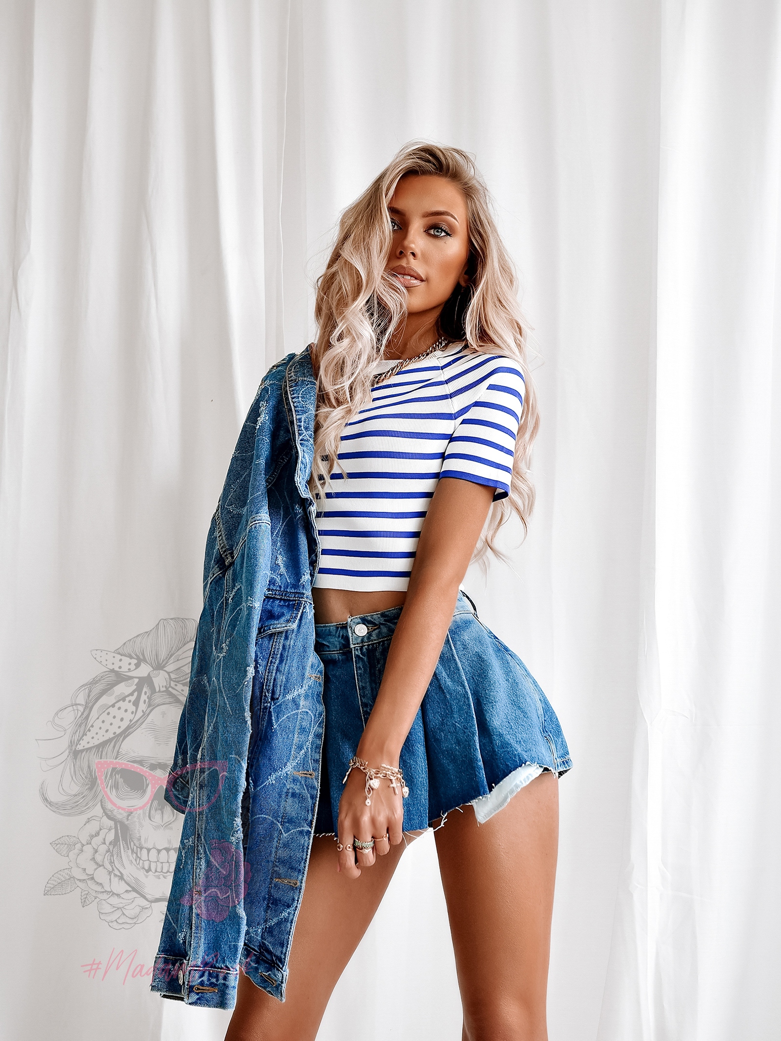 Spódniczko-spodenki jeansowe Mavix niebieskie