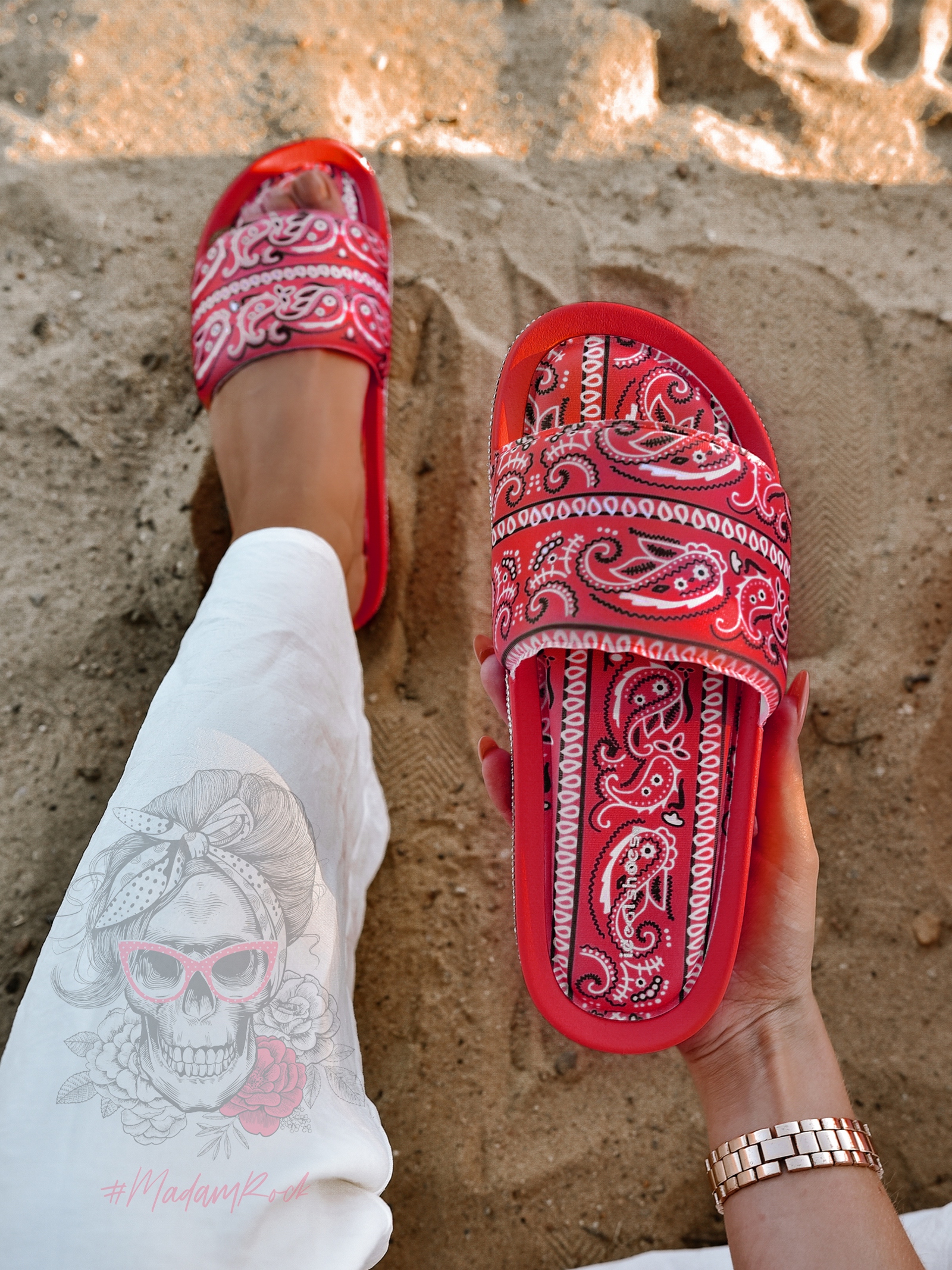 Klapki z cyrkoniami Rock Bandit czerwone