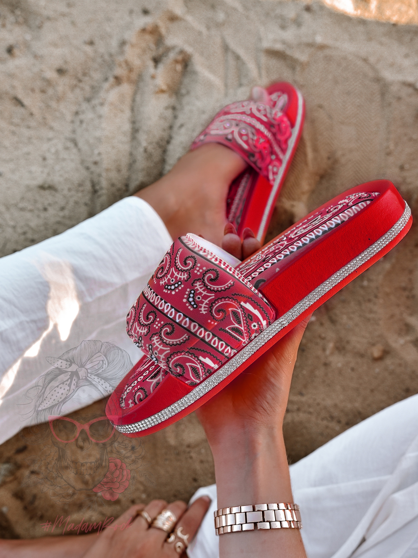 Klapki z cyrkoniami Rock Bandit czerwone Klapki z cyrkoniami Rock Bandit czerwone