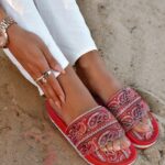 Klapki z cyrkoniami Rock Bandit czerwone