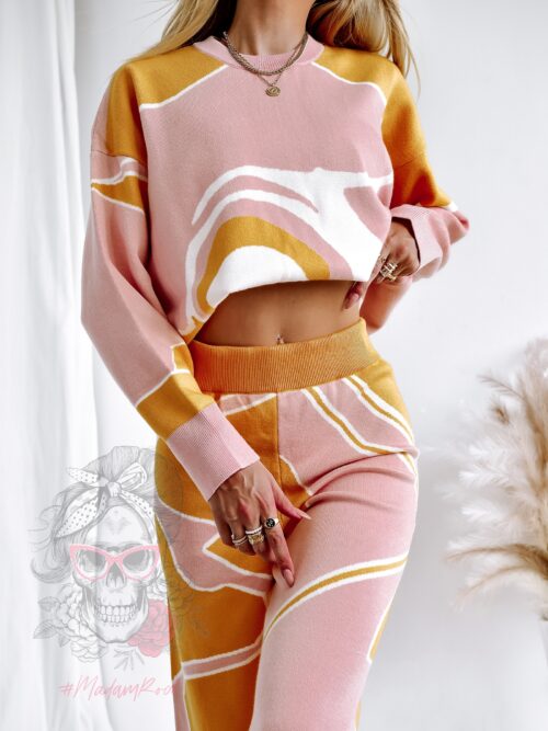 Komplet dzianinowy Luxe pudrowy