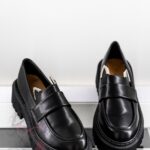 Mokasyny skórzane króliczki Rock Bony czarne