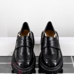 Mokasyny skórzane króliczki Rock Bony czarne