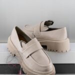 Mokasyny skórzane króliczki Rock Bony beżowe