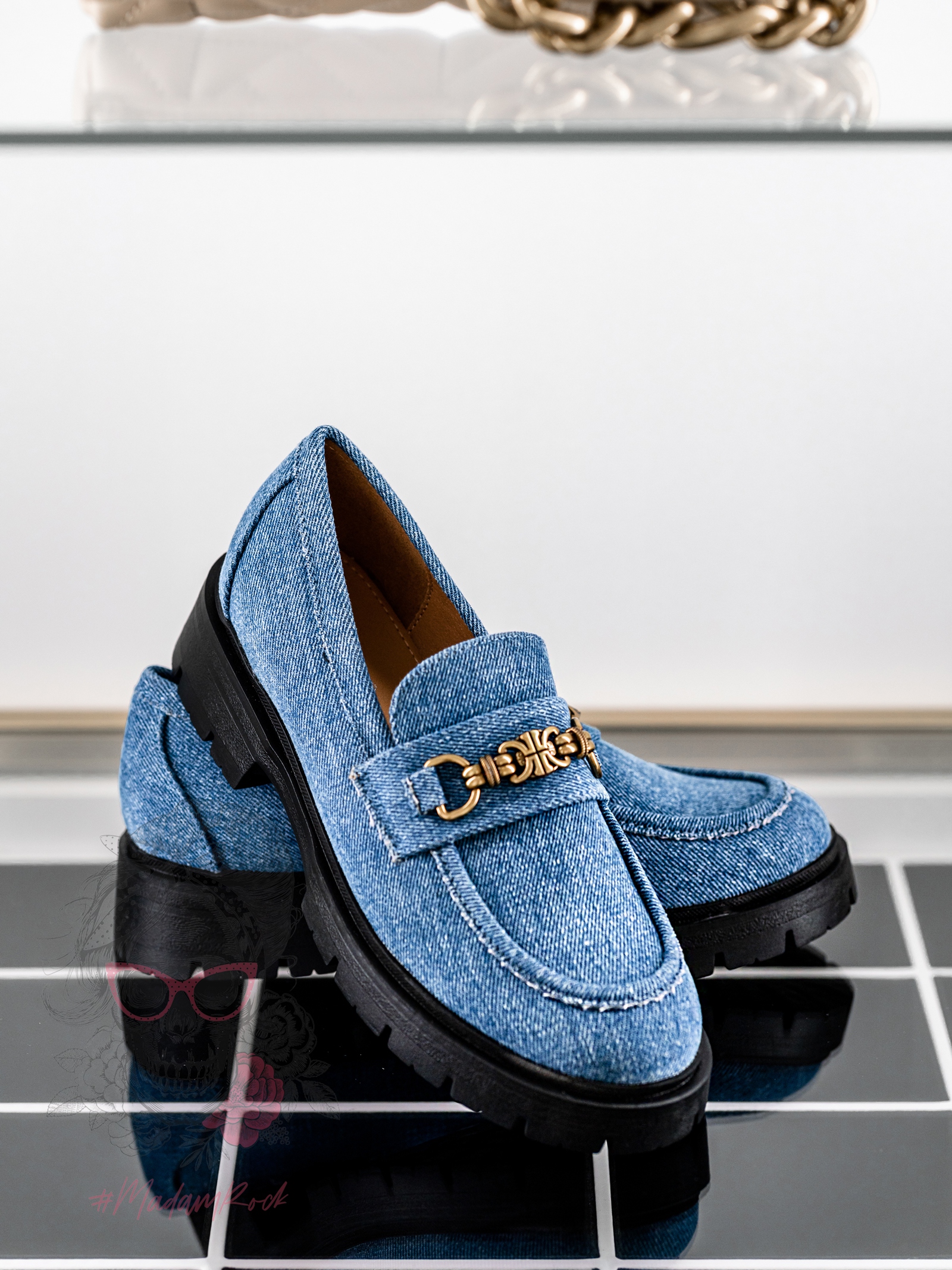 Mokasyny jeansowe Madam Dekit niebieskie