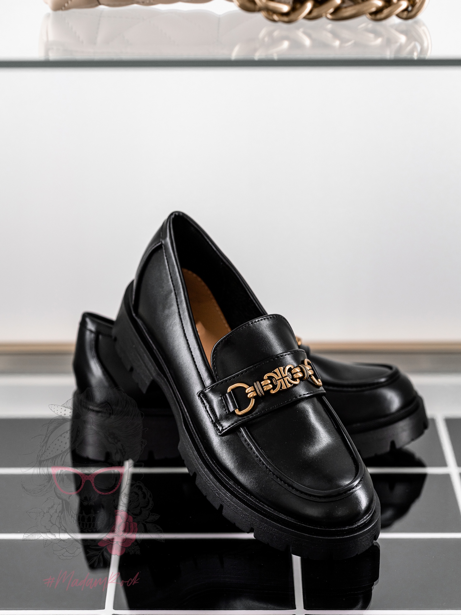 Mokasyny skórzane Madam Balder czarne