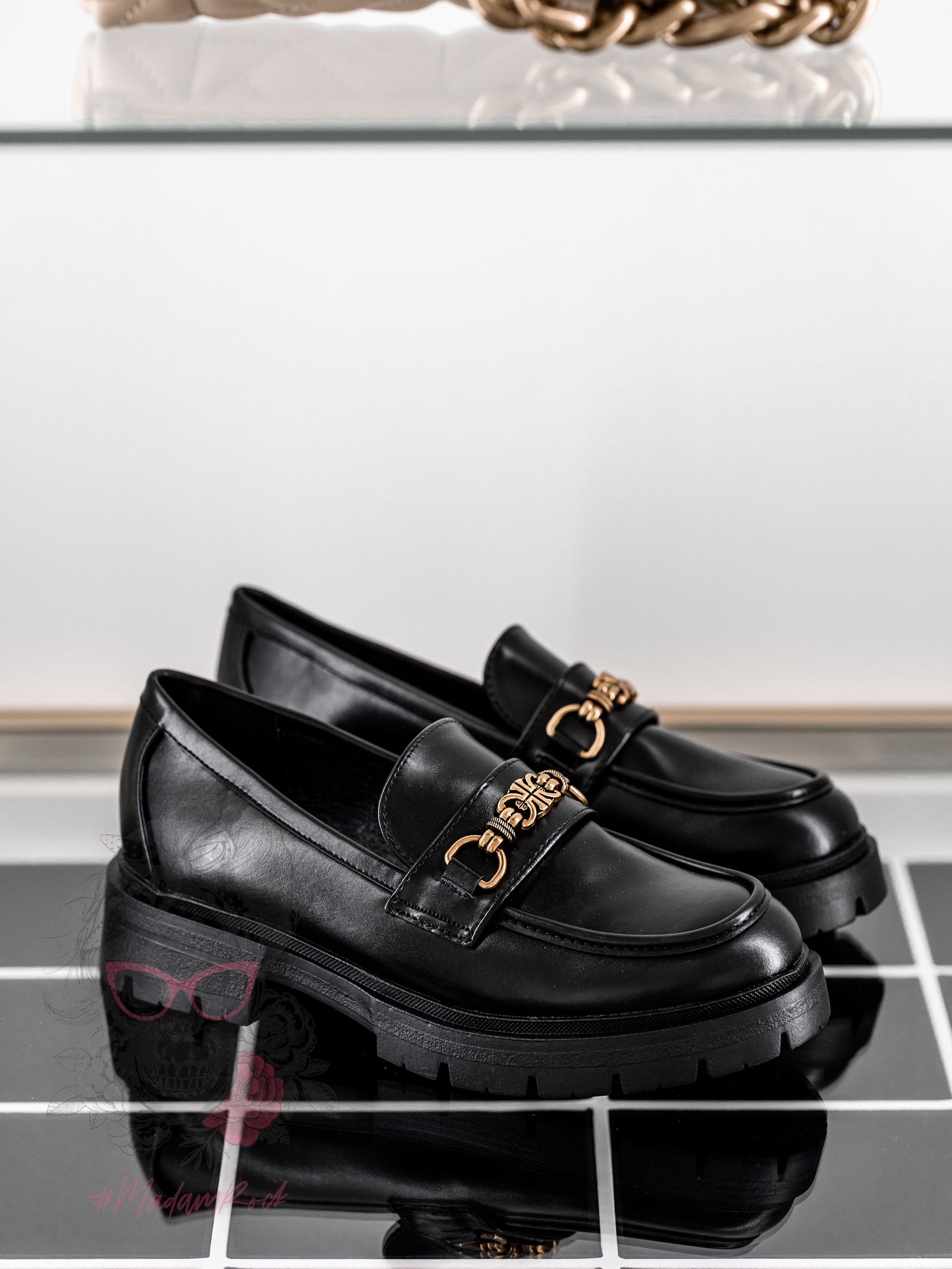 Mokasyny skórzane Madam Balder czarne Mokasyny skórzane Madam Balder czarne